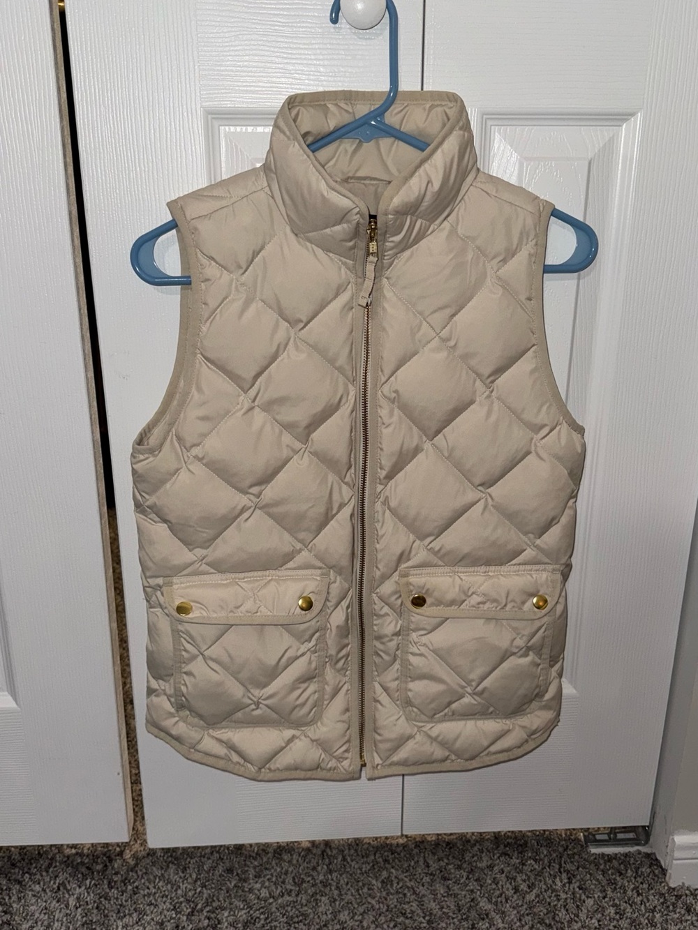 J. Crew White/Cream Down Quilted Puffer Vest